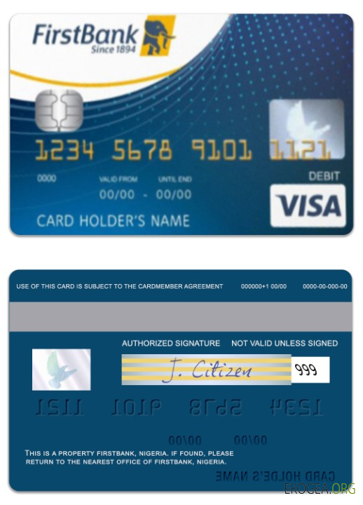 Carte de débit visa Nigeria FirstBank